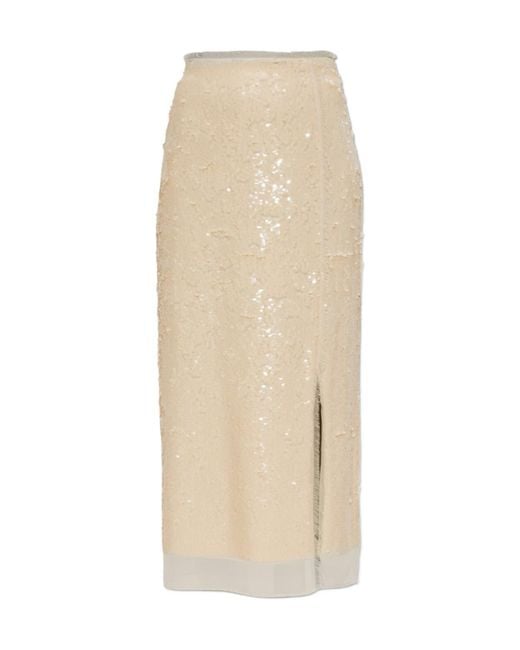 Rag & Bone Natural Sequin-Embellished Frayed Skirt