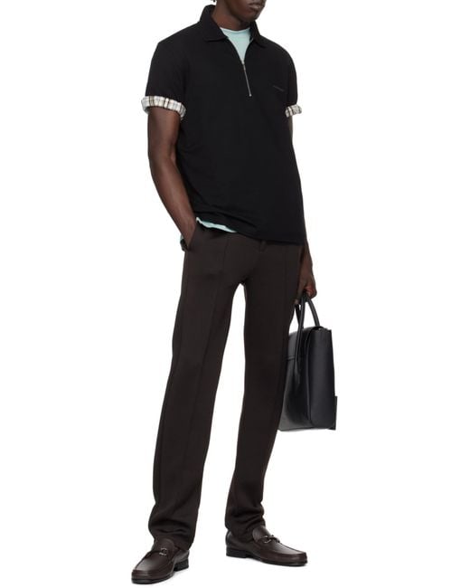 Ferragamo Black Ferragamo Logo Embroidered Polo Shirt for men