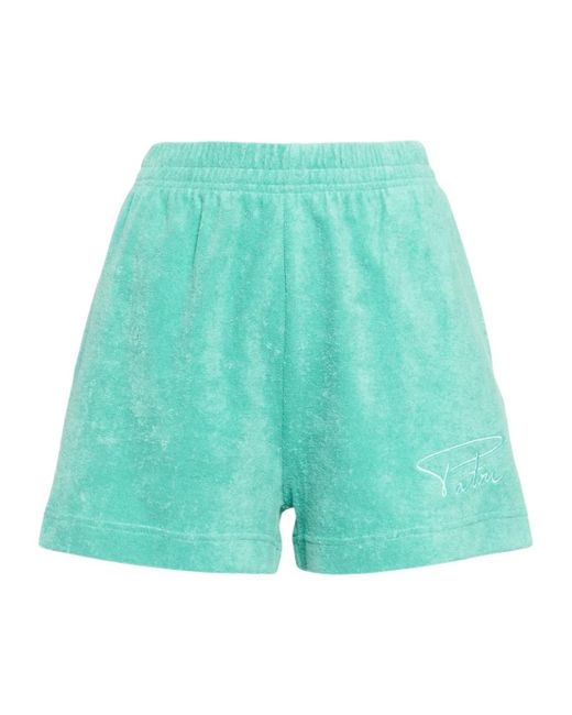 Patou Green Logo Embroidered Terry Shorts