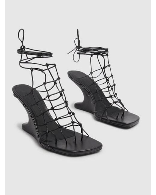 Rick Owens Black Wedge Sandals With Ankle Strap for men