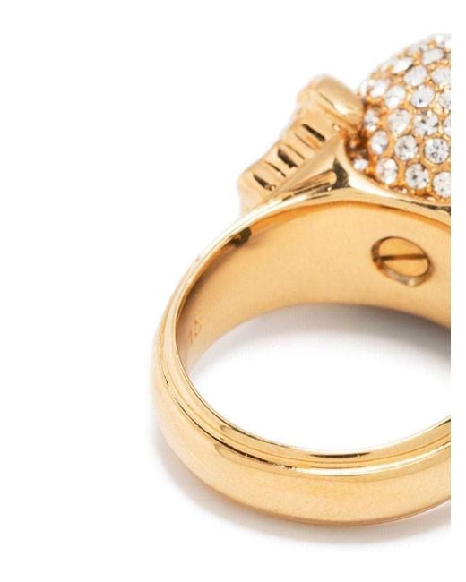 Versace Metallic Medusa Head Embellished Ring