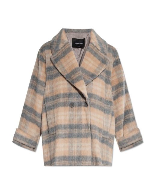 Fabiana Filippi Multicolor Cropped Checked Double Breasted Coat