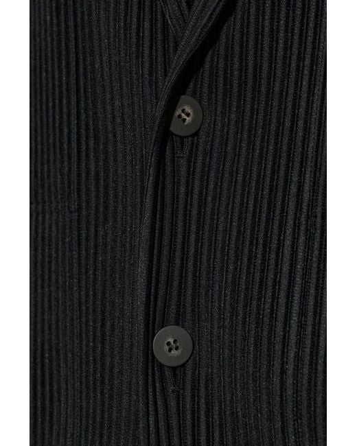 Homme Plissé Issey Miyake Blue Plissé-Effect Notched-Lapel Jacket for men