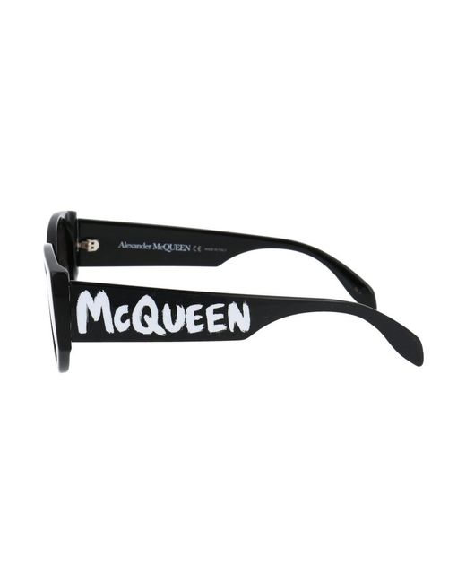 McQueen White Eyewear Rectangle Frame Sunglasses
