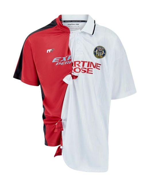 Martine Rose Red Colour-Block Football Jersey for men