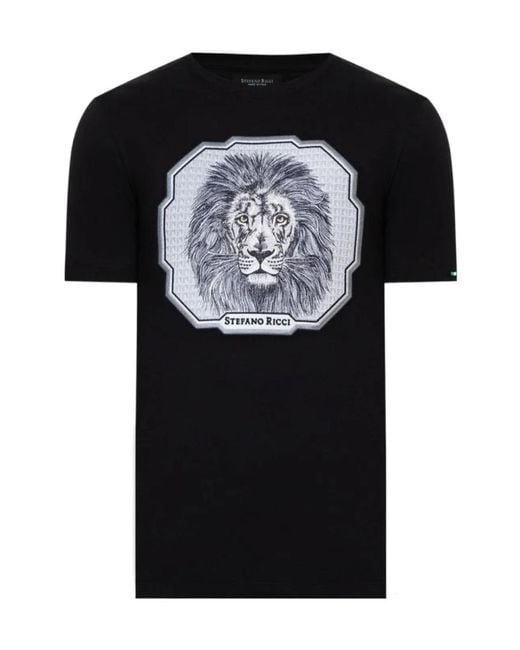 Stefano Ricci Black T-Shirt With Round Neck And Short Sleeves for men