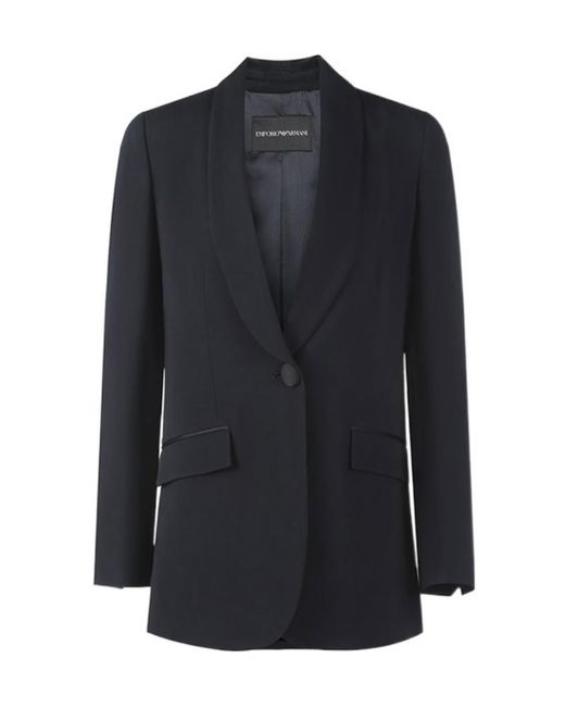 Emporio Armani Blue Single-Breasted Straight Hem Blazer