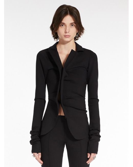 Sportmax Black Single-Breasted Long-Sleeved Blazer