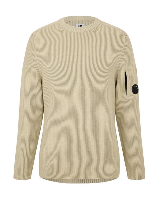 C P Company Natural Solid Crew Neck Knit for men