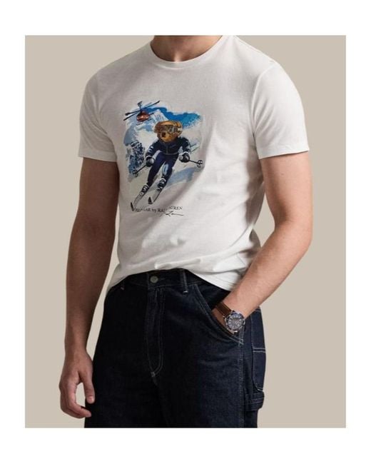 Ralph Lauren White Polo Graphic Print Crewneck T-Shirt for men