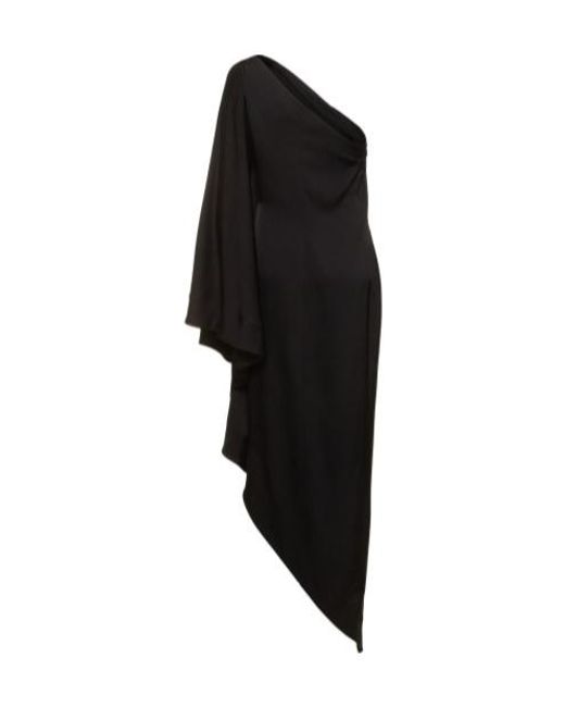 Alexandre Vauthier Black One Shoulder Draped Satin Long Dress