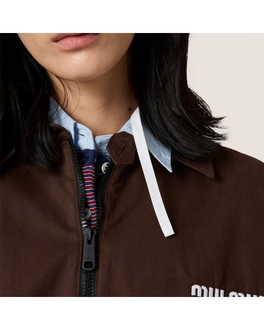 Miu Miu Brown Washed Gabardine Blouson Jacket