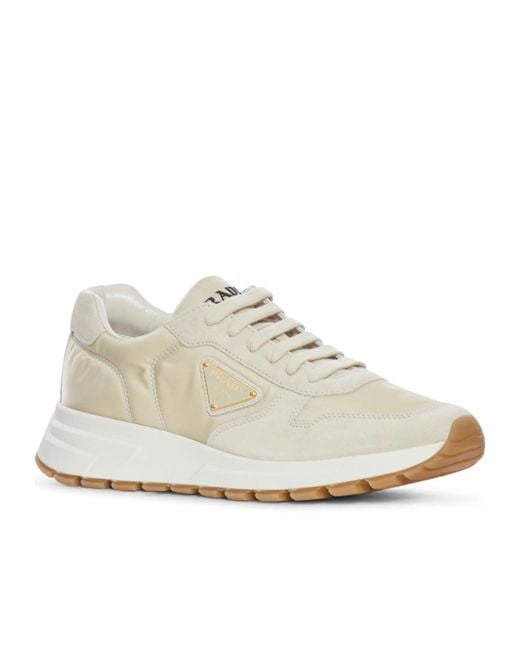 Prada White Prax 01 Re-Nylon And Suede Sneakers for men