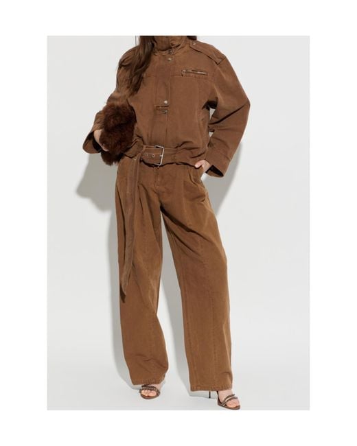 Blumarine Brown Zipped Belted Jacket