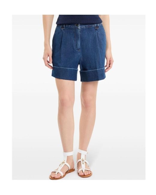 Fay Blue Logo Embroidered Denim Shorts