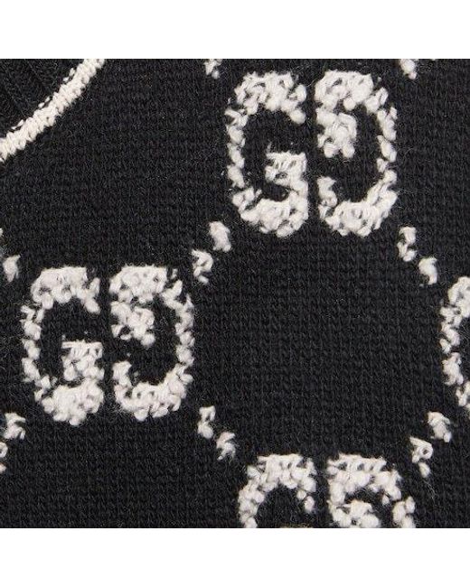 Gucci Black Gg Wool Bouclé Jacquard Cardigan