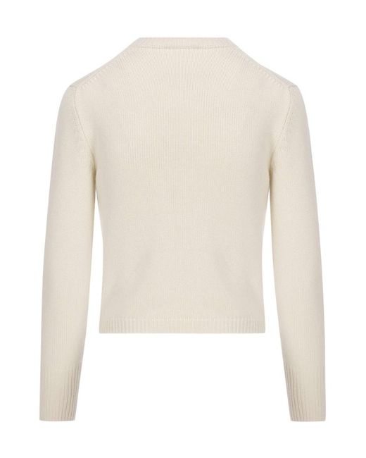 Valentino White Vgold Crewneck Long-Sleeved Jumper
