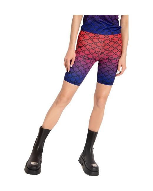 Off-White c/o Virgil Abloh Red Monogram-Print Cycling Shorts