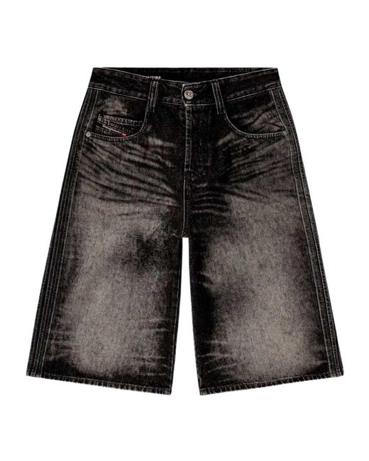 DIESEL Black D-Enim-M-Short-S Long Bermuda Shorts for men