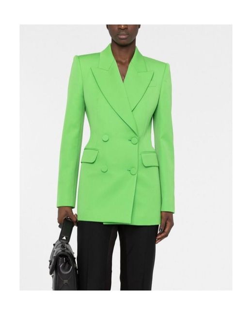 McQueen Green Peak-Lapel Double-Breasted Blazer