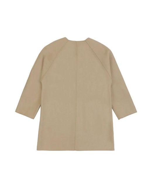 Max Mara Natural Medium Long Coat With Round Neck