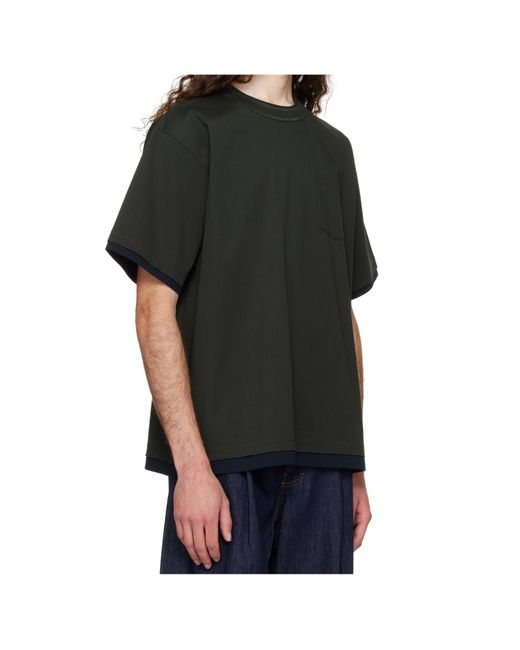 Sacai Black Crew Neck T-Shirt for men
