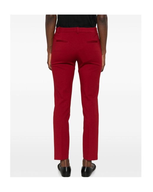 Pinko Red Belt-Loop Buttoned Trousers