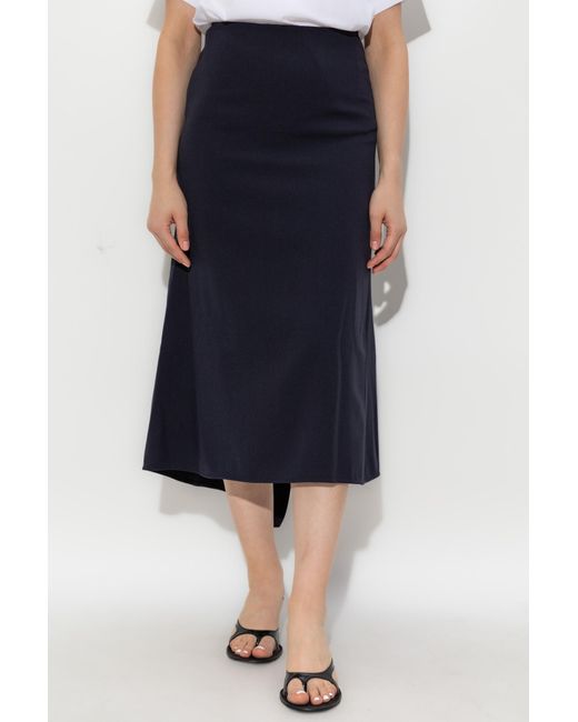 Victoria Beckham Blue Asymmetric Hem Flare Midi Skirt