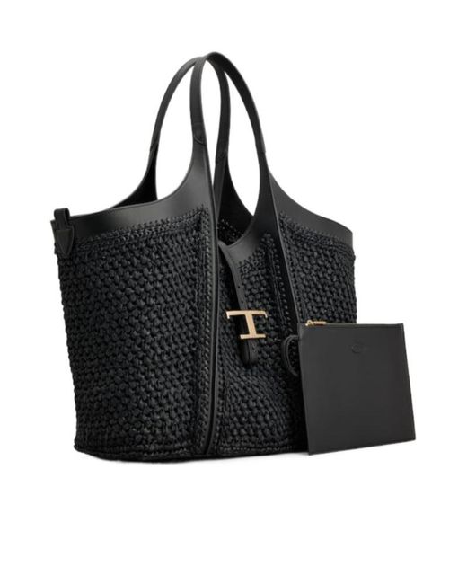 Tod's Black Timeless Woven Tote Bag