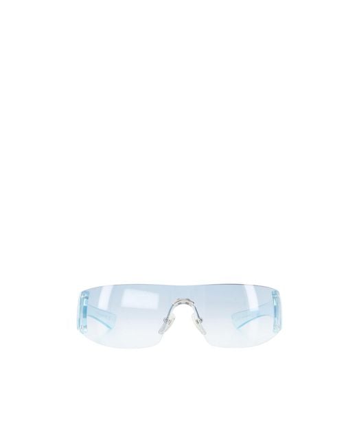 Gucci White Eyewear Gradient Lense Shield Sunglasses for men