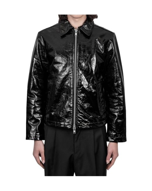 sunflower Black Lapel Leather Jacket for men