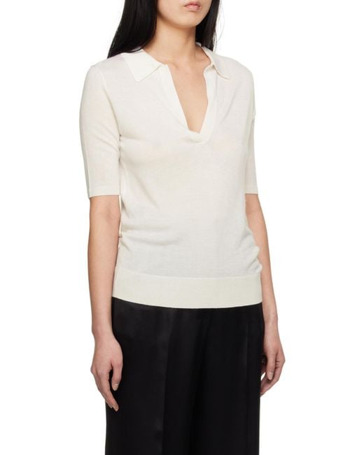 Gabriela Hearst White Short-Sleeved Polo Shirt