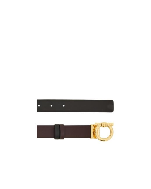 Ferragamo White Gancini-Buckle Leather Belt