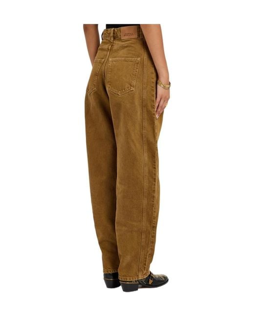 Isabel Marant Natural Solid Color Barrel-Leg Jeans