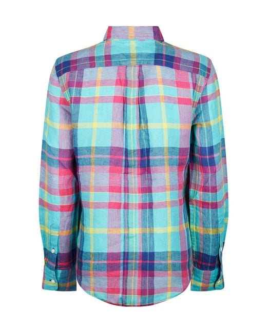 Polo Ralph Lauren Blue Checked Curved Hem Shirt