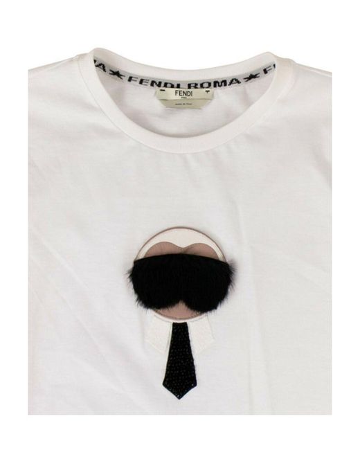 Fendi White X Karl Lagerfeld T-Shirt With Round Neck