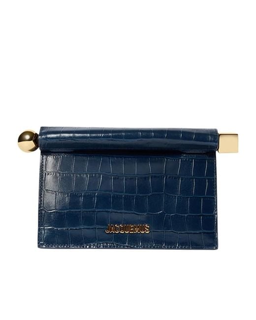 Jacquemus Blue Small Rond Carré Croc-Effect Clutch Bag