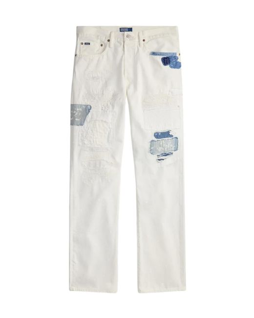 Polo Ralph Lauren White Heritage Patchwork Jeans for men