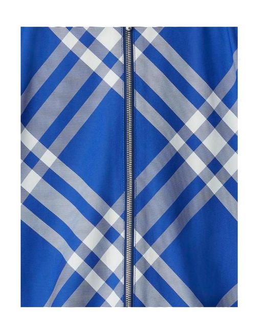 Burberry Blue Check-Pattern Hooded Zip-Up Jacket for men