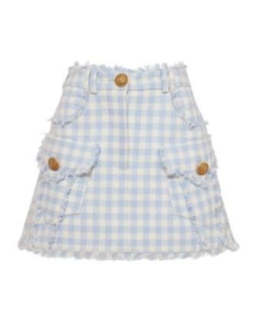Balmain Blue Plaid Skirt