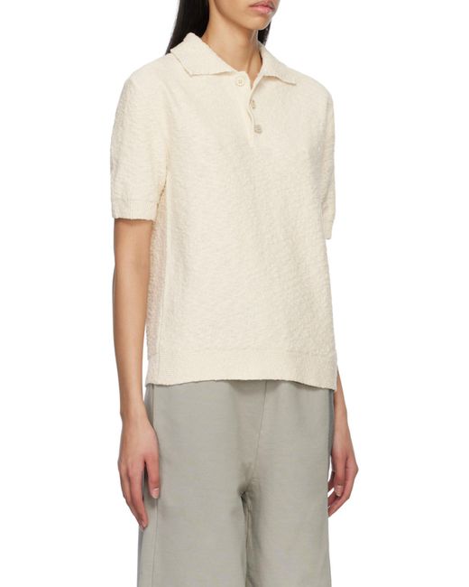 Maison Margiela White Short-Sleeved Knitted Polo-Shirt
