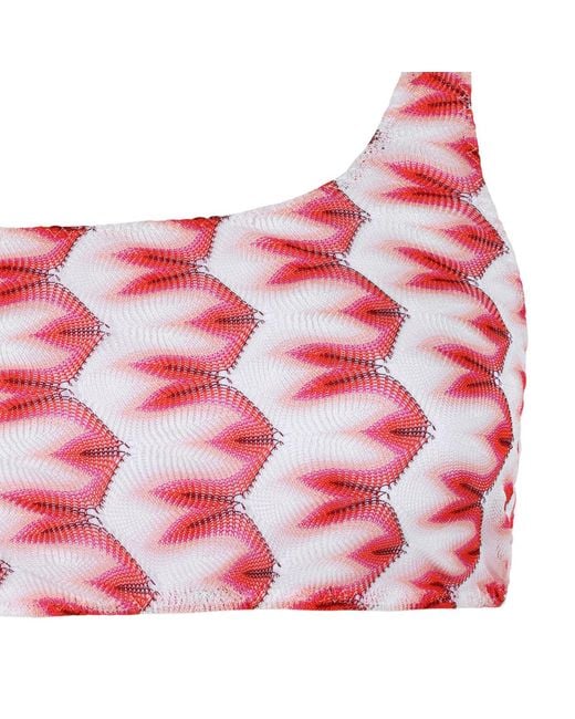 Missoni Red One-Shoulder Zigzag Bikini