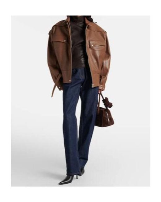 Magda Butrym Brown Long-Sleeved Leather Jacket
