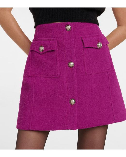 Alessandra Rich Purple Wool-Blend Miniskirt