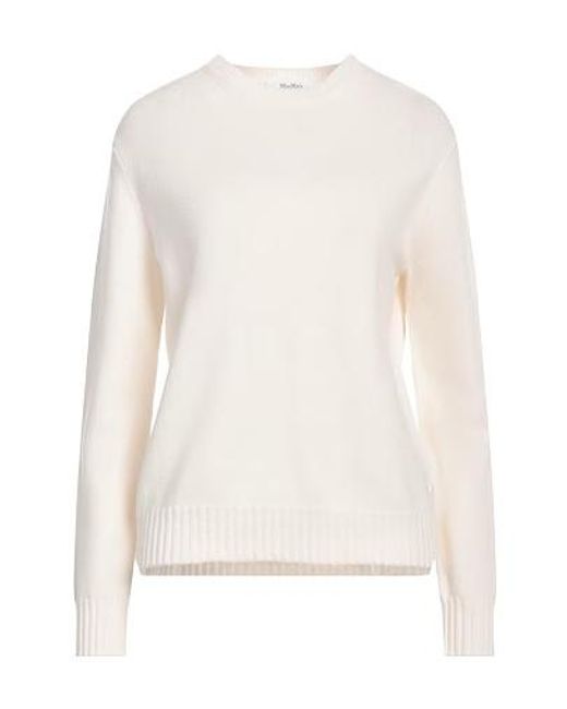 Max Mara White Minimal Solid Cashmere Sweater