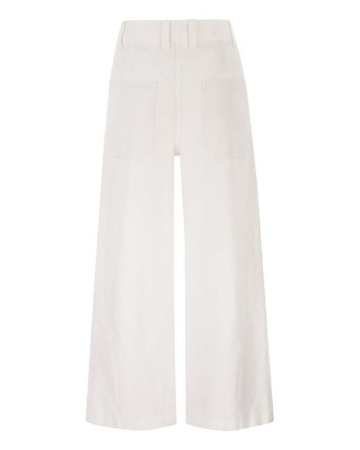Brunello Cucinelli White Cotton-Linen Gabardine Chinos