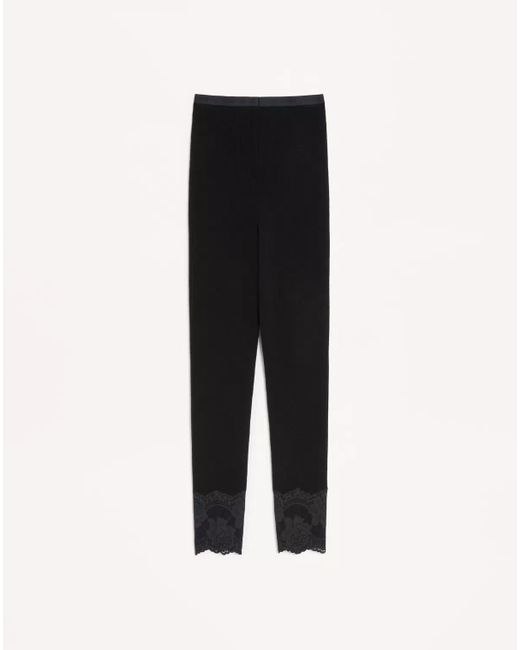 Valentino Black Logo Waistband Fitted Leggings