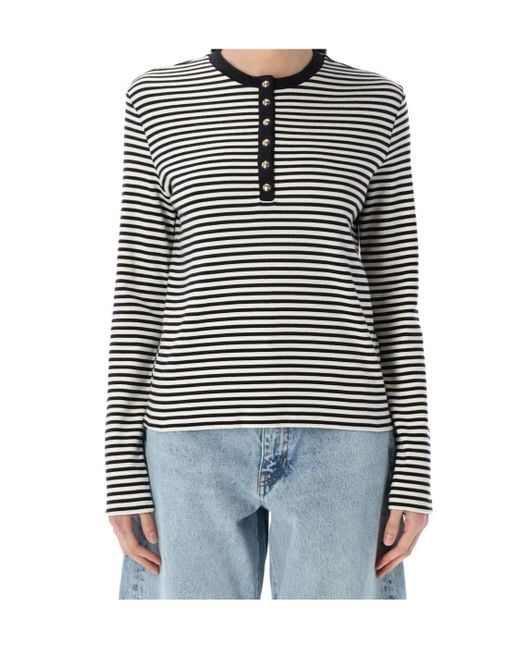 Anine Bing Blue Crew Neck Long Sleeve T-Shirt