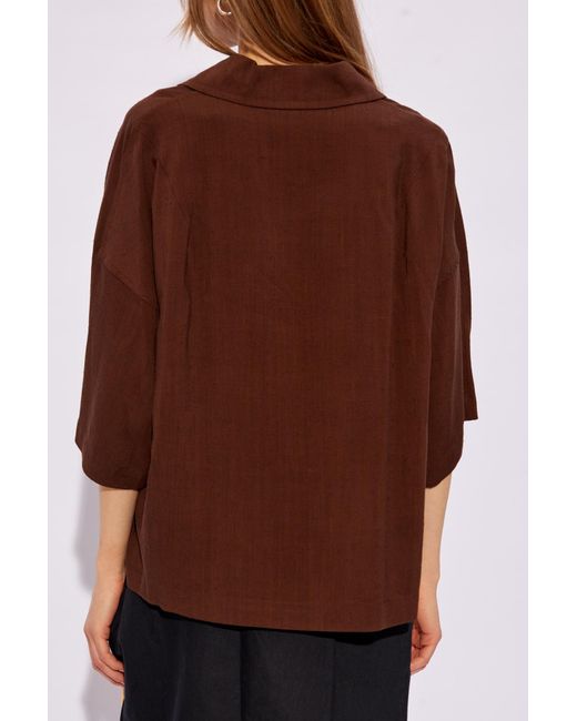 Dries Van Noten Brown Short-Sleeved Oversized Top