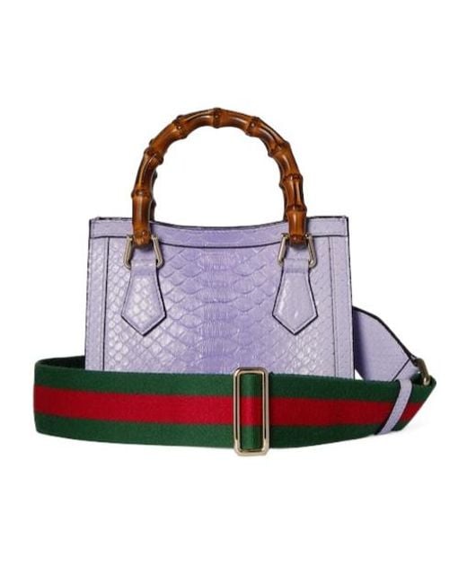 Gucci Purple Diana Small Python Tote Bag